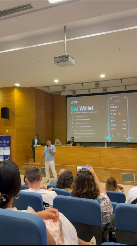 SAI Wallet presented on stage at Unicorn Pitches in Limassol